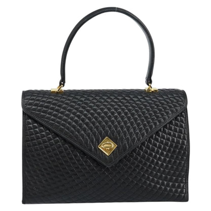 Bally Vintage Flap Handbag Quilted Leather, Black, Leather, Handbag