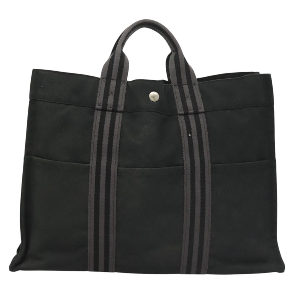 Hermes Fourre Tout Tote Canvas, BLACK, CANVAS, Tote bag