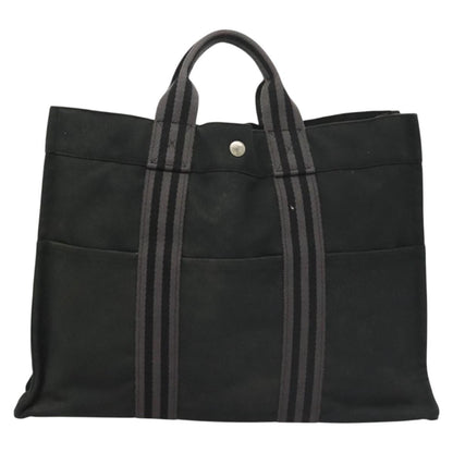 Hermes Fourre Tout Tote Canvas, BLACK, CANVAS, Tote bag
