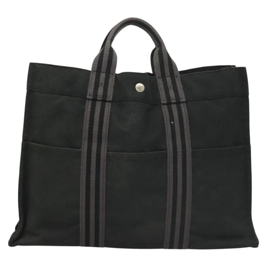 Hermes Fourre Tout Tote Canvas, BLACK, CANVAS, Tote bag
