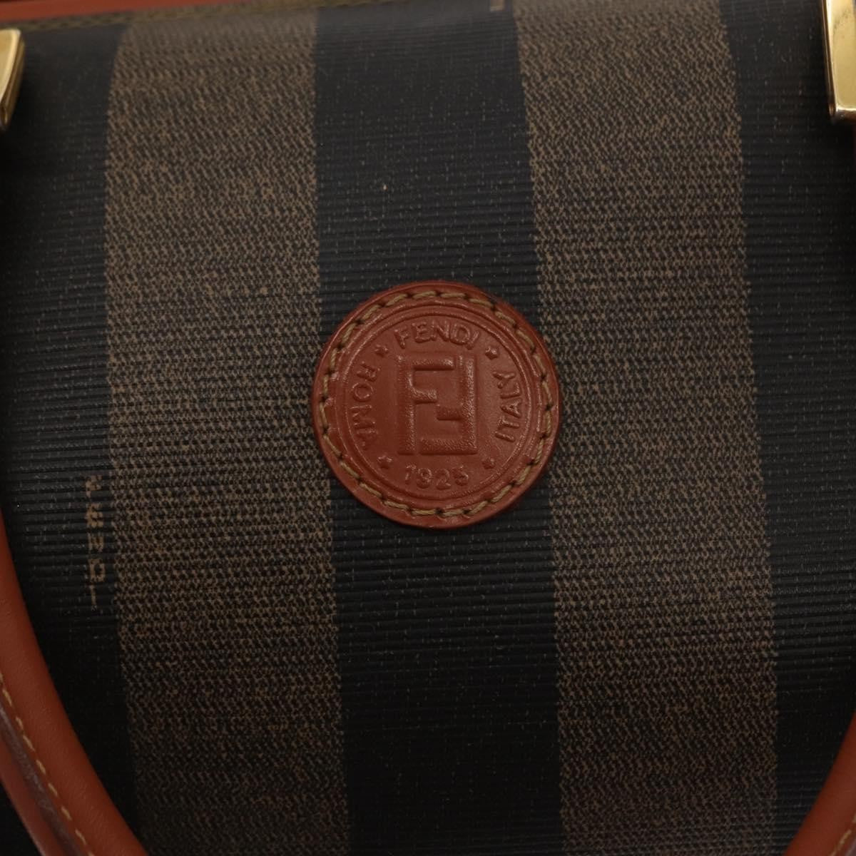 Fendi Vintage Pequin Convertible Boston Bag Coated Canvas, BROWN, CANVAS, Handbag