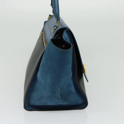 Celine Trapeze Bag Leather, BLUE, LEATHER, Handbag