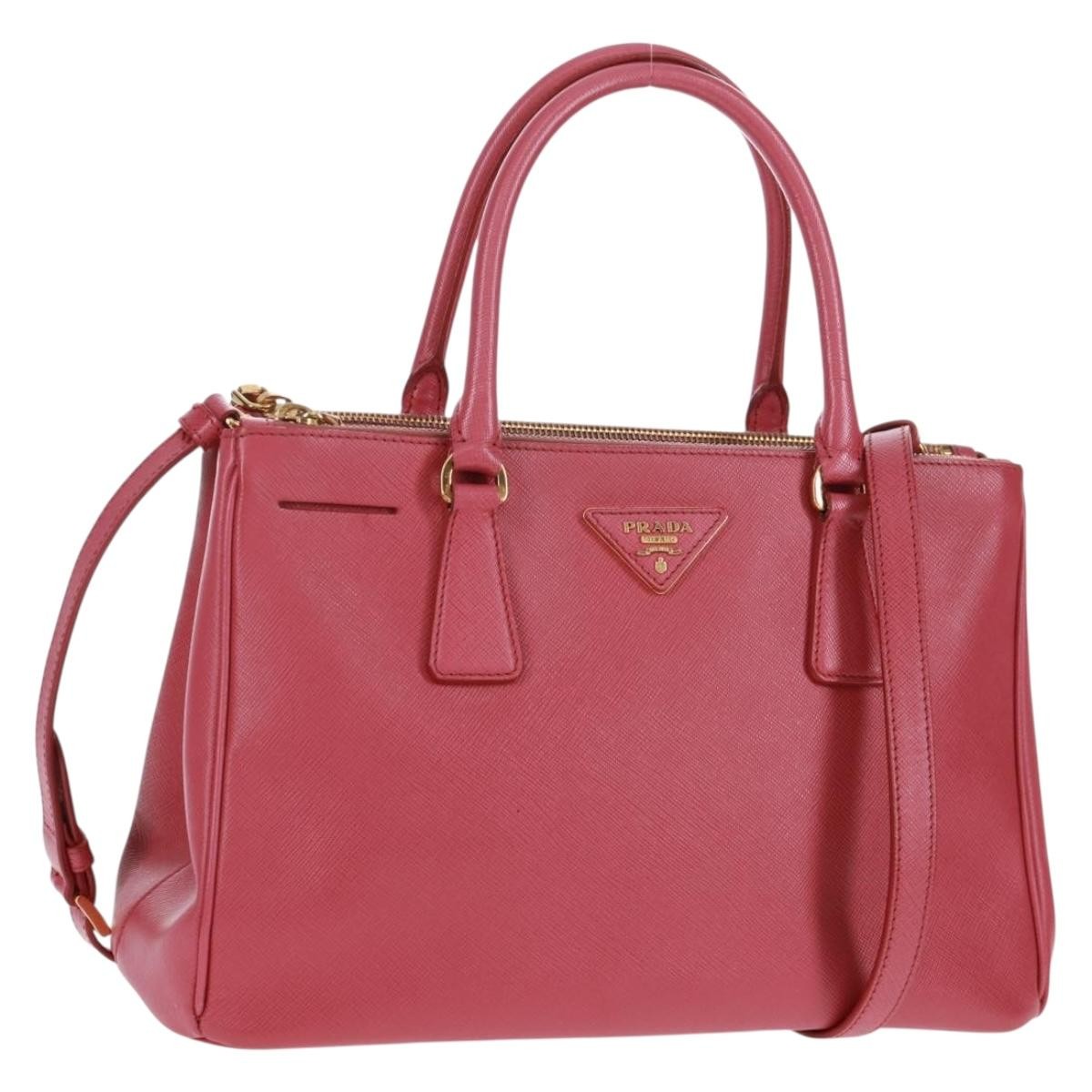 Prada Double Zip Lux Tote Saffiano Leather, Pink, Leather, Handbag