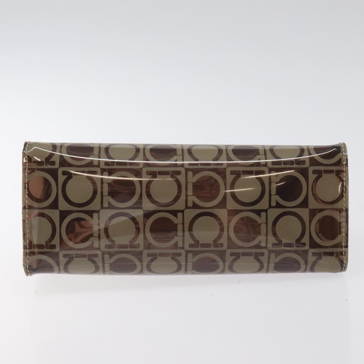 Salvatore Ferragamo Gancini Pouch Canvas, BROWN, VINYL, Clutche & pouche