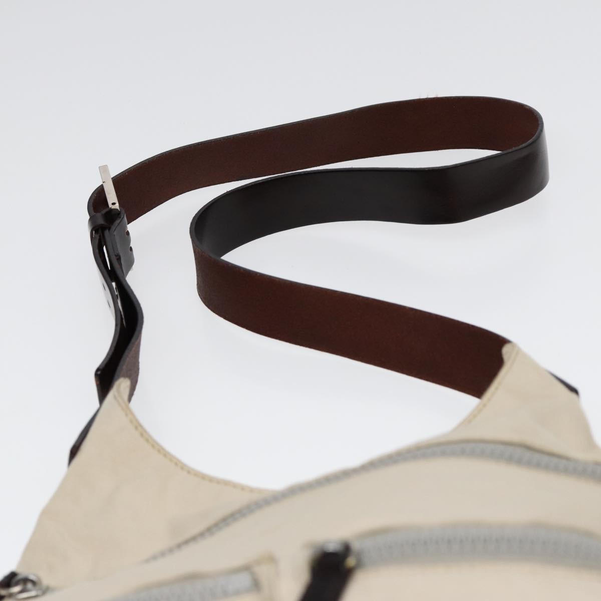 Fendi Vintage Double Pocket Zip Shoulder Bag Canvas, BEIGE, CANVAS, Shoulder bag