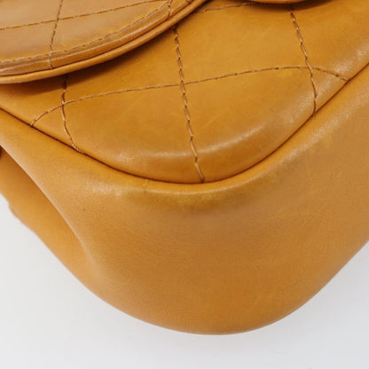 Chanel Chain Flap Bag Quilted Leather, ORANGE, LEATHER, Shoulder bag