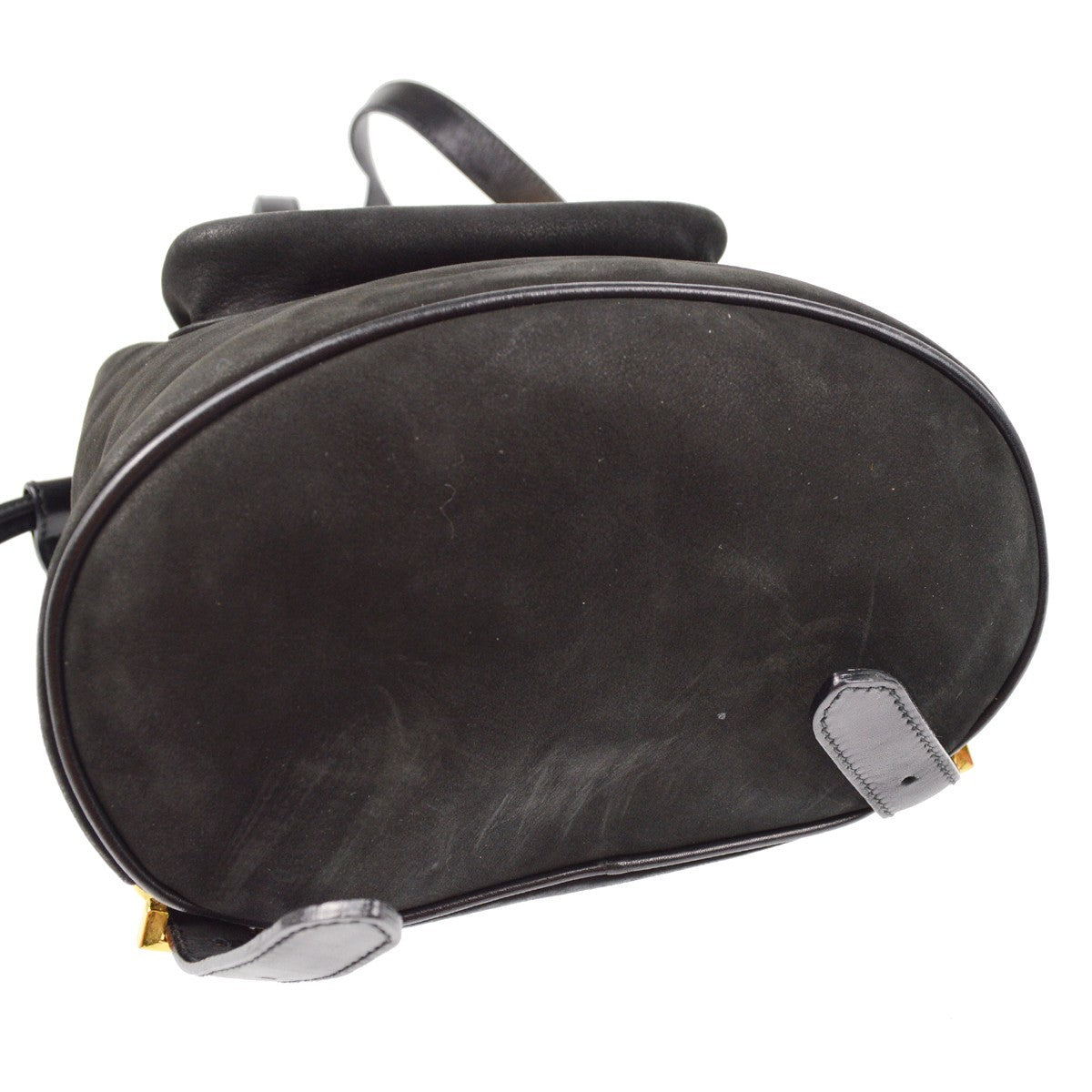 Salvatore Ferragamo Vara Flap Drawstring Backpack Leather and Suede, BLACK, SUEDE, Backpack