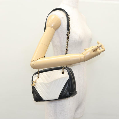Chanel V Stitch Leather, WHITE, LEATHER, Handbag