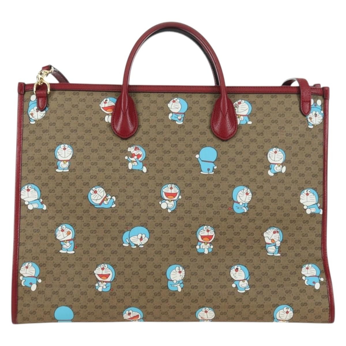 Gucci Doraemon Tote Printed Mini GG Coated Canvas, Beige, Canvas, Tote Bag