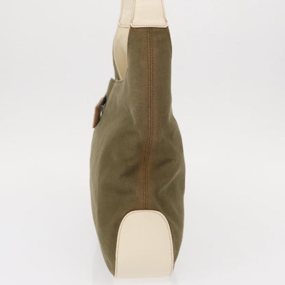 Salvatore Ferragamo Gancini Shoulder Bag Canvas, KHAKI, CANVAS, Shoulder bag