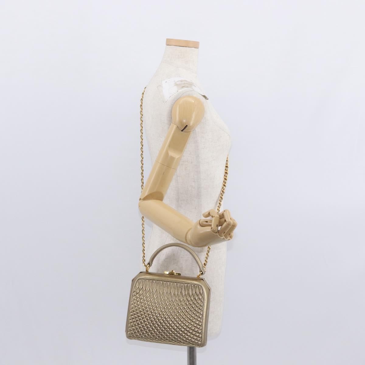 Bally Vintage Handbag Quilted Leather, GOLD, LEATHER, Handbag