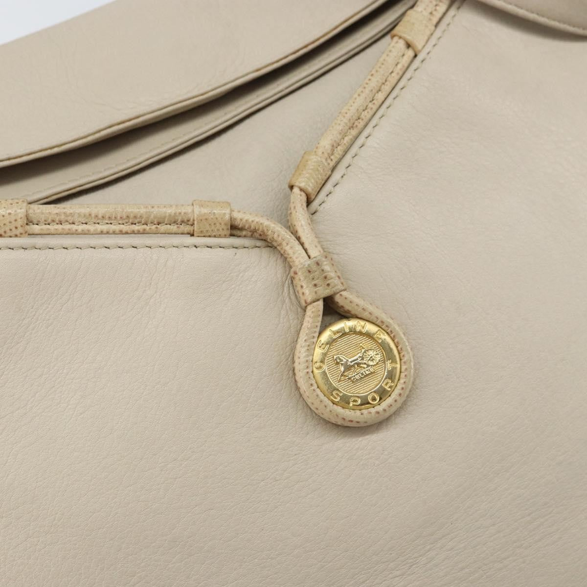 Celine Vintage Shoulder Bag Leather, BEIGE, LEATHER, Shoulder bag