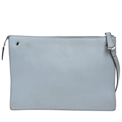 Fendi Monster Front Pocket Clutch Leather with Fur, GRAY, LEATHER, Clutche & pouche