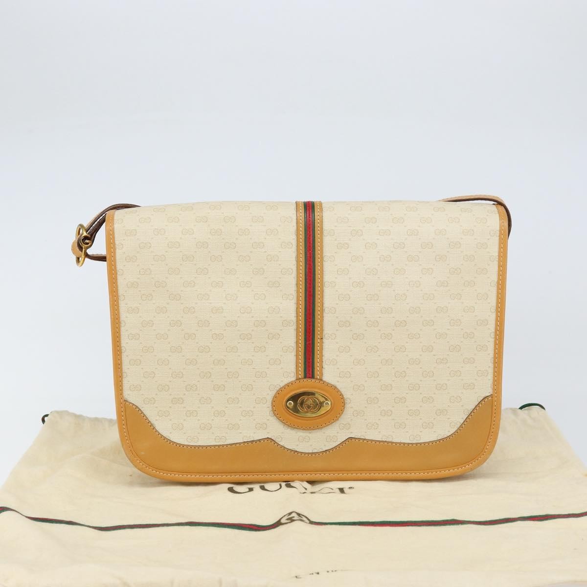 Gucci Vintage Web Sherry Line Handbag Micro GG Canvas, BEIGE, CANVAS, Shoulder bag