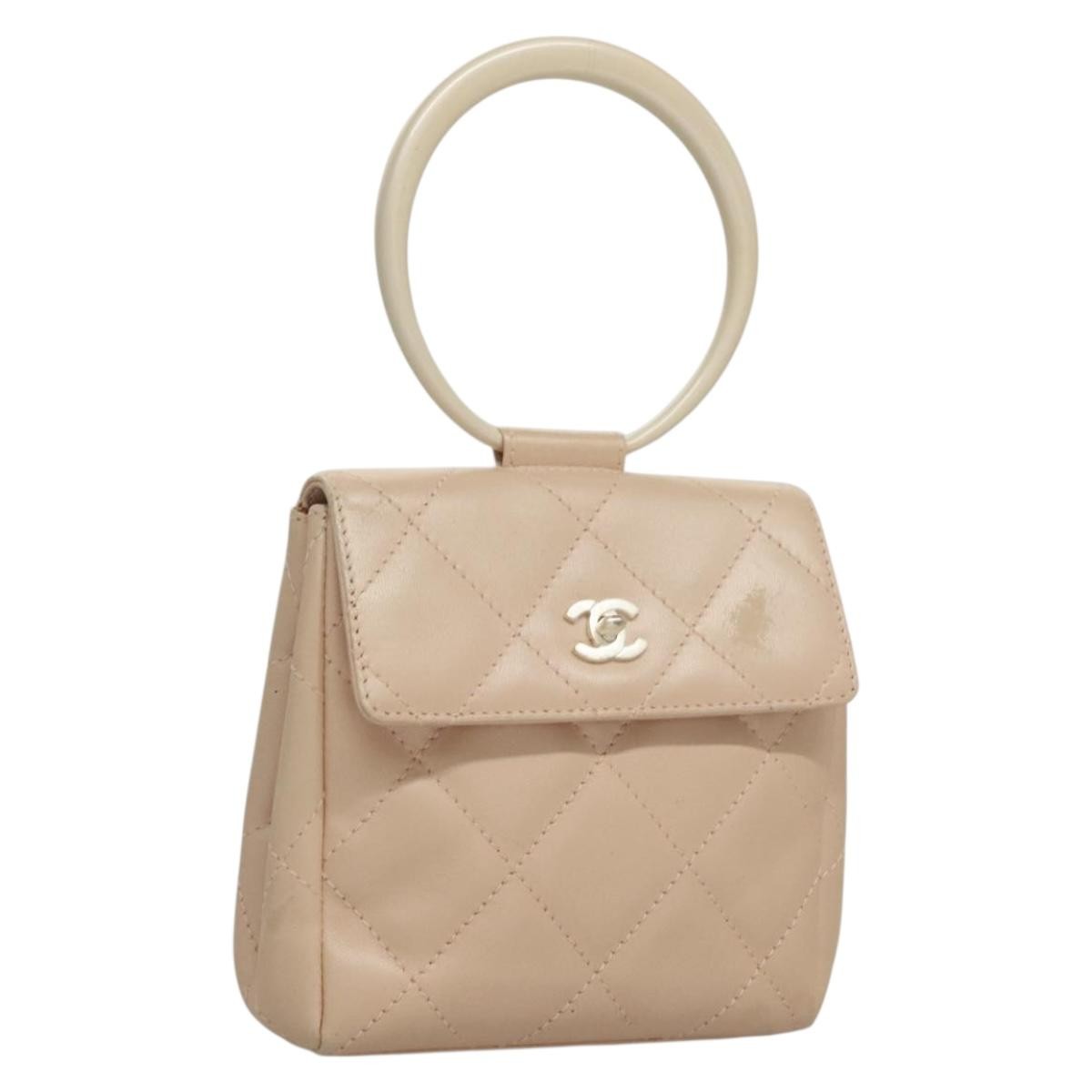 Chanel Vintage Clutch Leather, BEIGE, LEATHER, Clutche & pouche