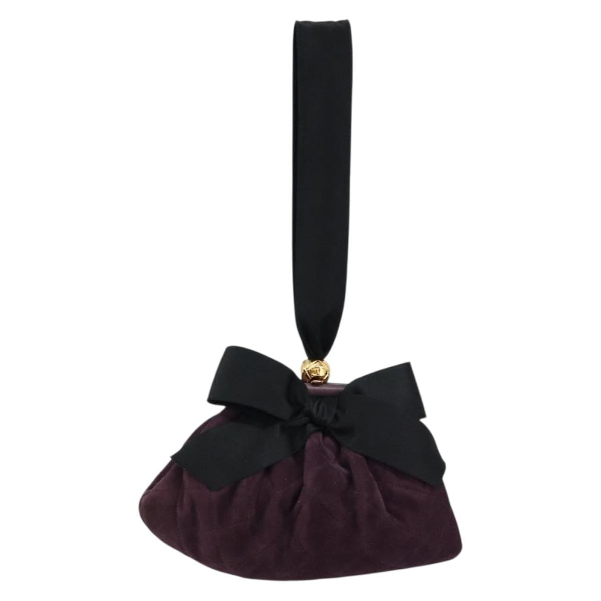Chanel Bow cluth Suede, PURPLE, SUEDE, Clutche & pouche