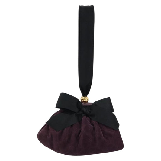 Chanel Bow cluth Suede, PURPLE, SUEDE, Clutche & pouche