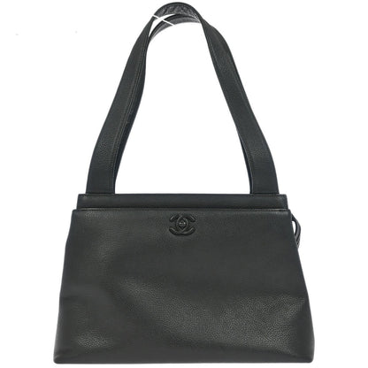 Chanel Vintage CC Lock Tote Leather, BLACK, LEATHER, Tote bag