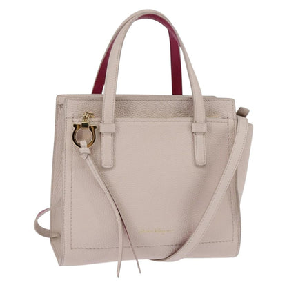 Salvatore Ferragamo Amy Tote Pebbled Leather, BEIGE, LEATHER, Handbag