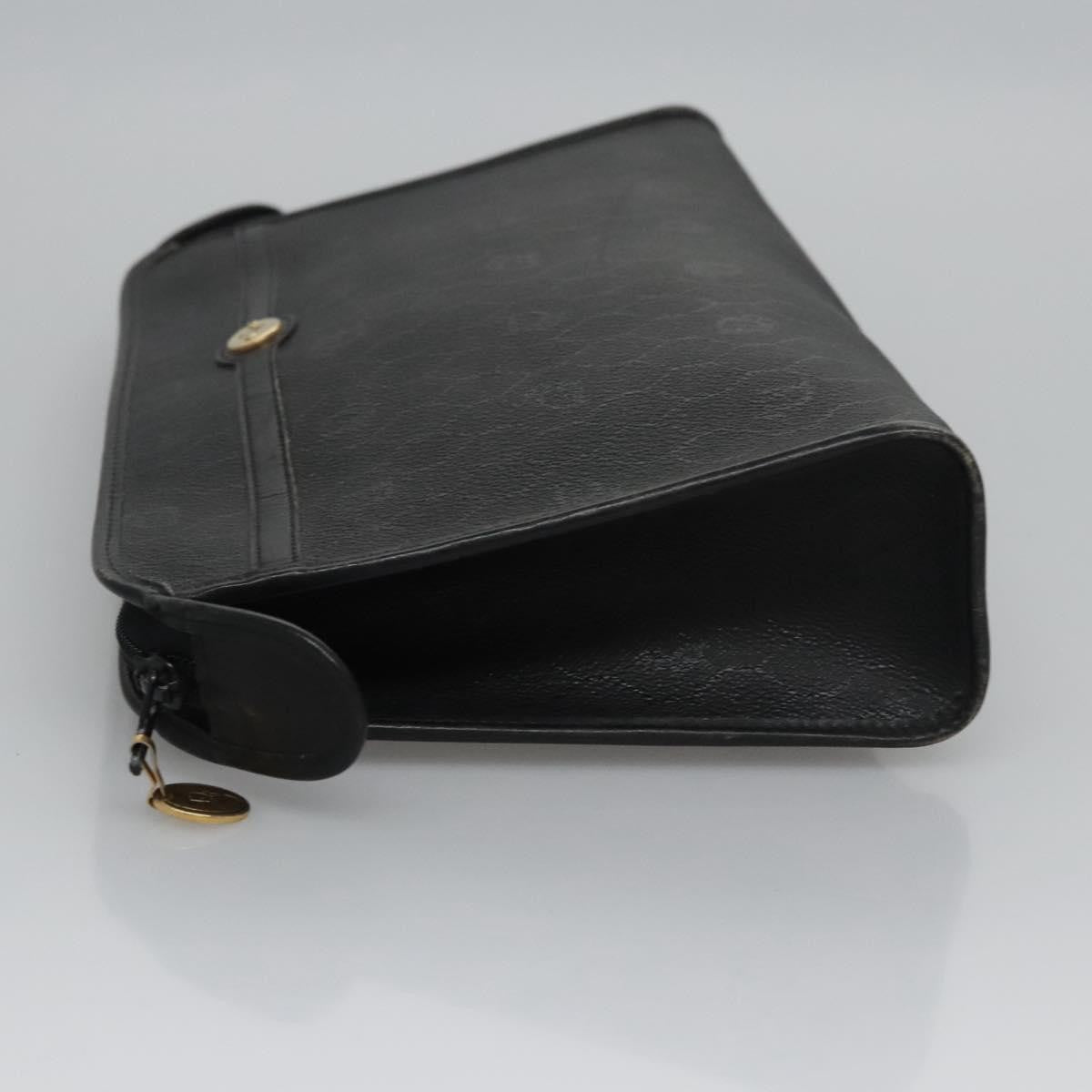 Christian Dior Vintage Honeycomb Zip Pouch Coated Canvas, BLACK, CANVAS, Clutche & pouche