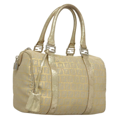 Fendi Boston Bag Zucchino Lurex Canvas, SILVER, CANVAS, Handbag