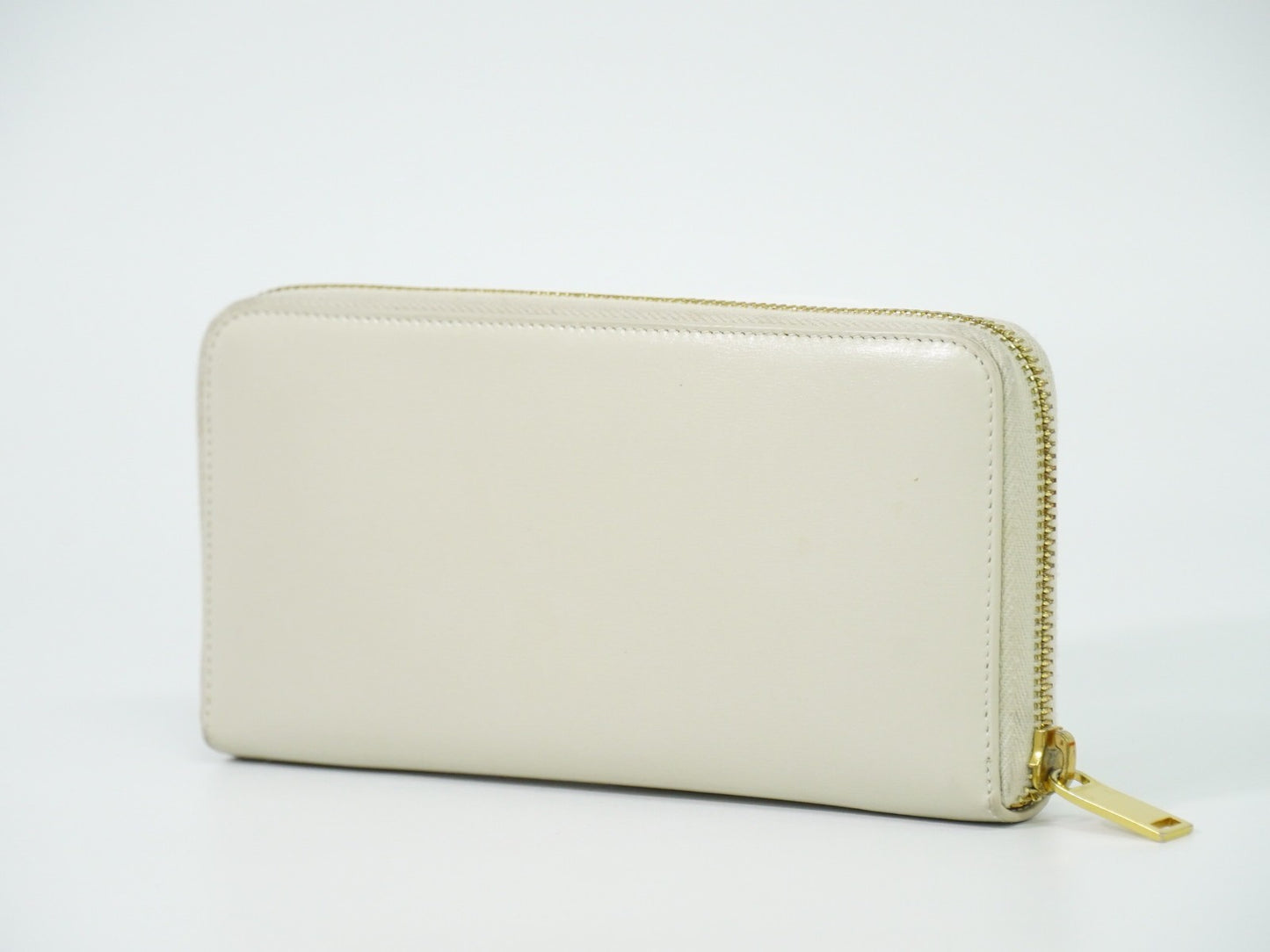 Saint Laurent Tiny Monogram Zip Around Wallet Leather, ECRU, LEATHER, Wallets