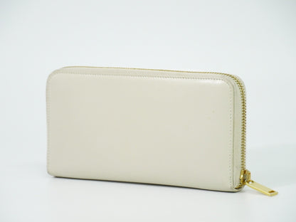 Saint Laurent Tiny Monogram Zip Around Wallet Leather, ECRU, LEATHER, Wallets