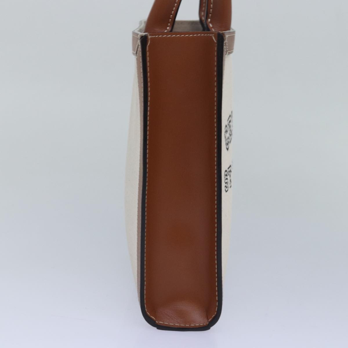 Celine Vertical Cabas Tote Canvas with Leather, WHITE, CANVAS, Handbag