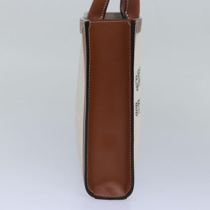 Celine Vertical Cabas Tote Canvas with Leather, WHITE, CANVAS, Handbag