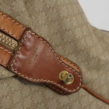Celine Vintage Macadam Boston bag Canvas and Leather, BEIGE, CANVAS, Travel bag