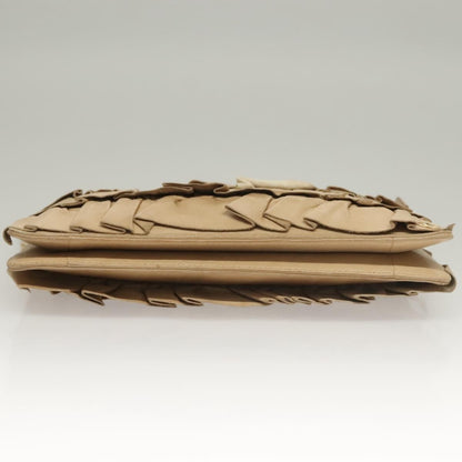 Chanel Ruffle Chain Pochette Lambskin, BEIGE, LEATHER, Clutche & pouche