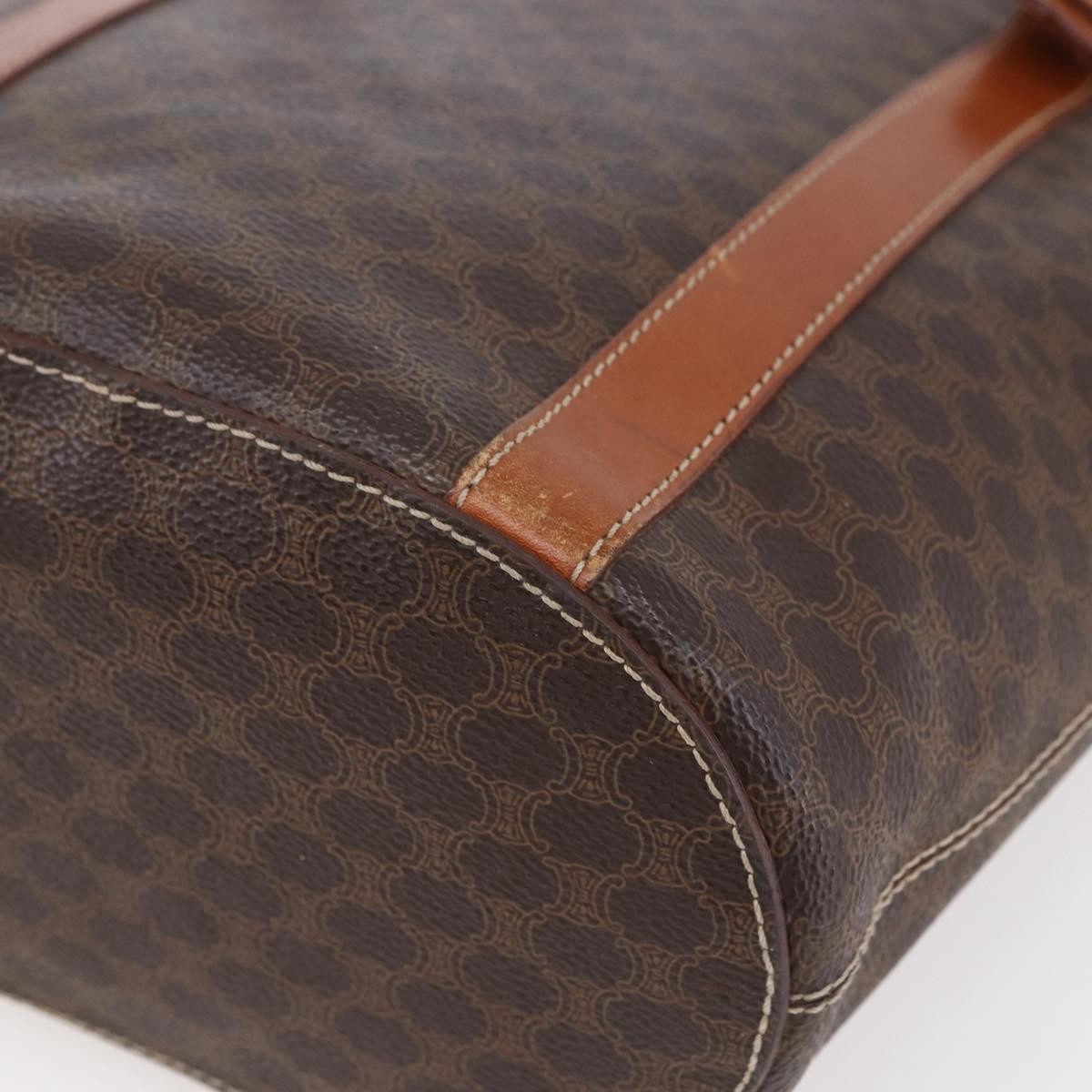 Celine Vintage Macadam Tote bag Canvas and Leather, BROWN, PVC, Tote bag