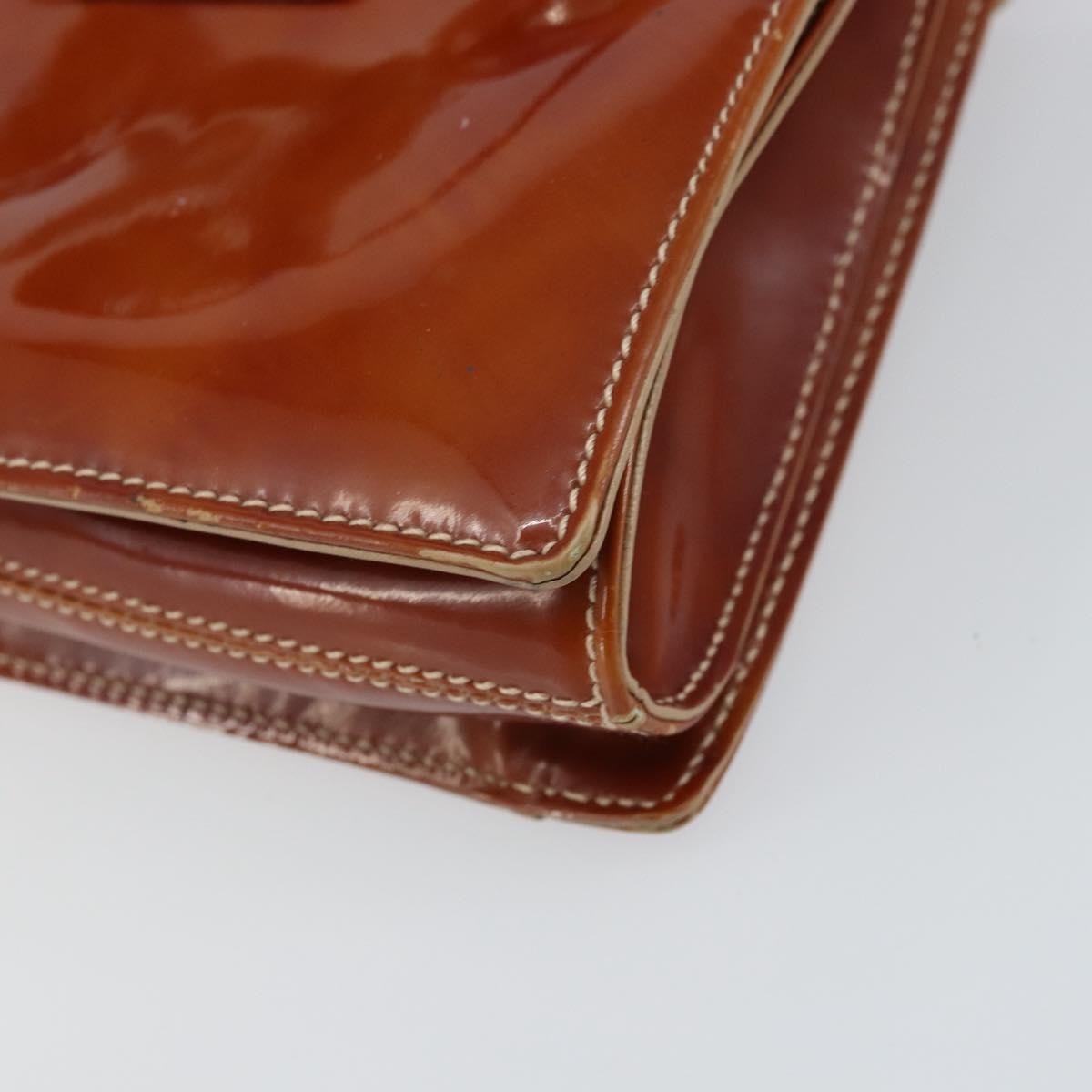 Salvatore Ferragamo Gancini handbag Patent leather, BROWN, PATENT_LEATHER, Handbag