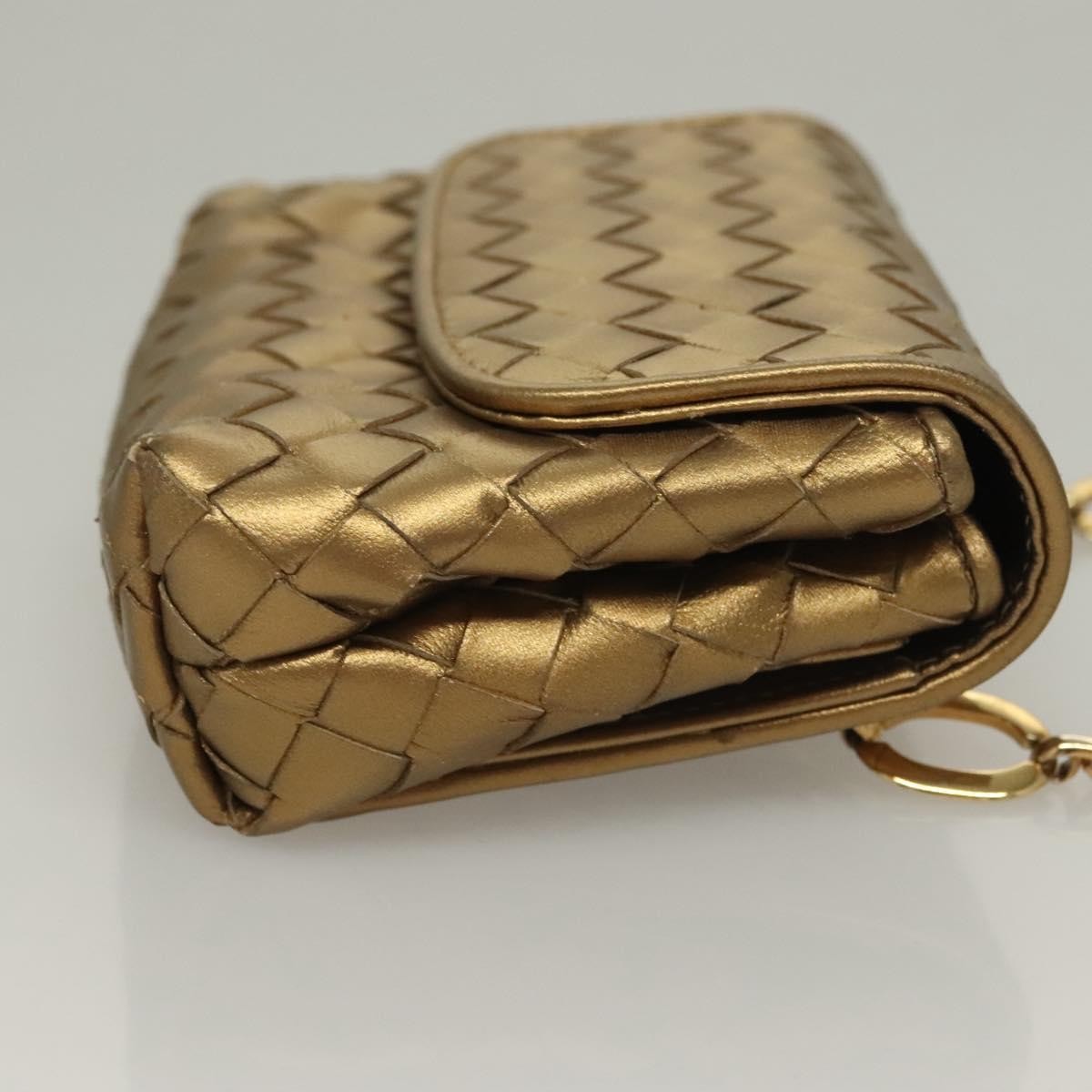 Bottega Veneta Chain Flap Shoulder Bag Leather, GOLD, LEATHER, Shoulder bag