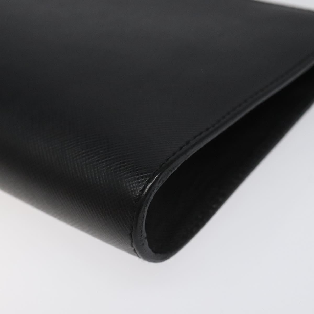 Salvatore Ferragamo Gancini Pouch Leather, BLACK, LEATHER, Clutche & pouche