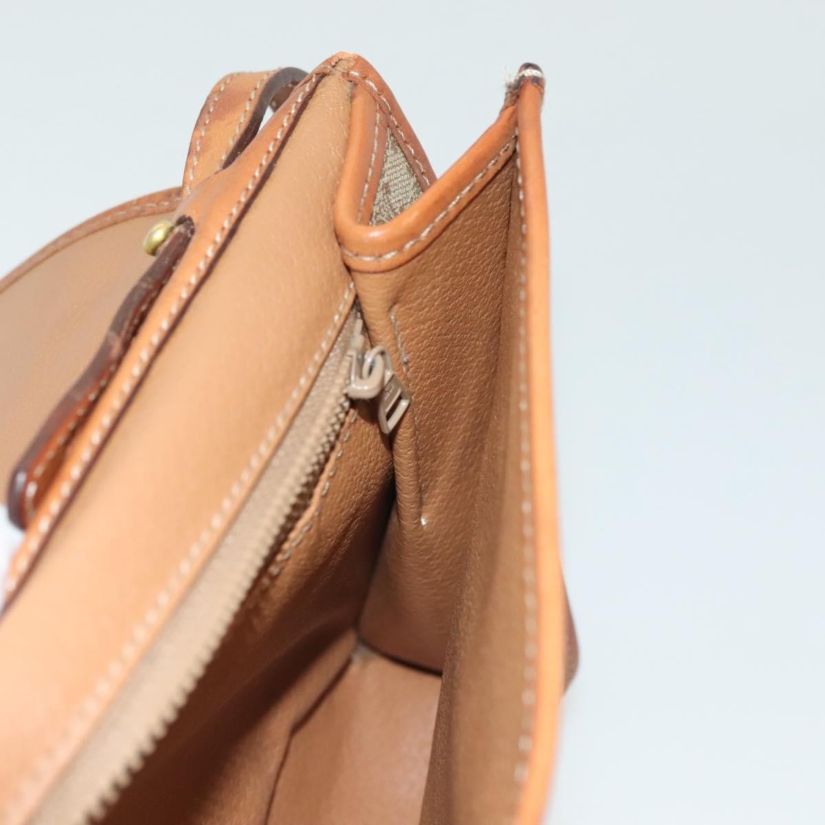 Celine Vintage Macadam Shoulder Bag Canvas and Leather, BEIGE, CANVAS, Shoulder bag