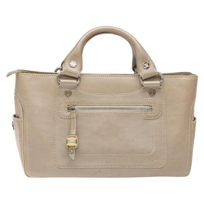 Celine Boogie Satchel Leather, GOLD, LEATHER, Handbag