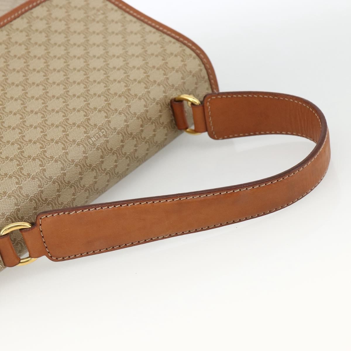 Celine Vintage Macadam Handbag Canvas and Leather, Beige, Canvas, Handbag