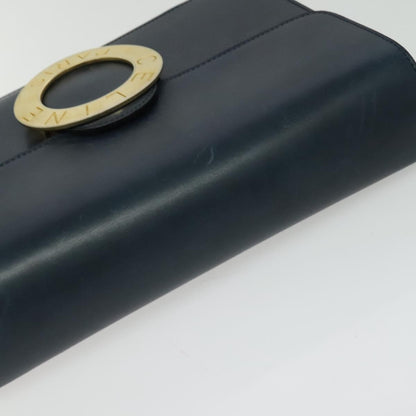 Celine Circle logo Leather, NAVY, LEATHER, Shoulder bag