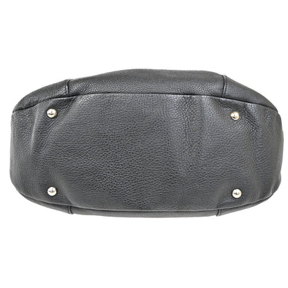 Salvatore Ferragamo Gancini handbag Leather, BLACK, LEATHER, Handbag