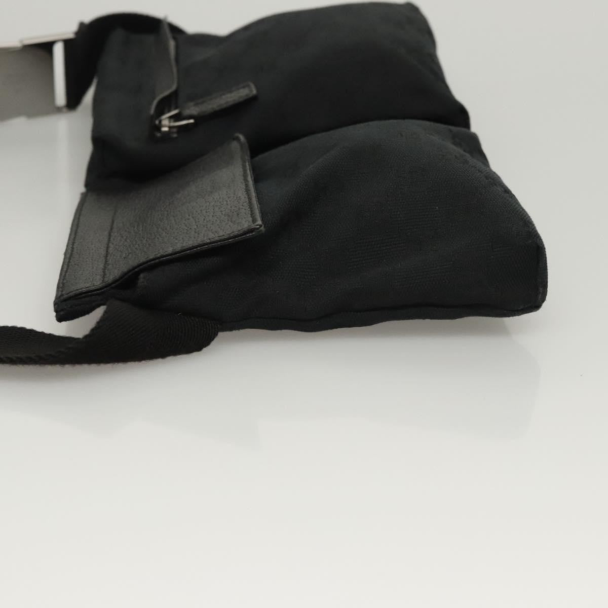 Gucci Vintage Double Belt Bag GG Canvas with Leather, BLACK, CANVAS, Shoulder bag