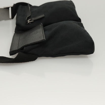 Gucci Vintage Double Belt Bag GG Canvas with Leather, BLACK, CANVAS, Shoulder bag