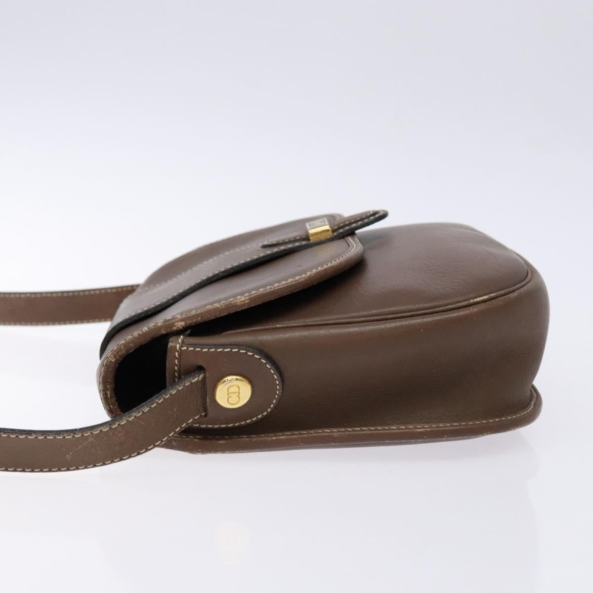 Christian Dior Vintage CD Flap Shoulder Bag Leather, BROWN, LEATHER, Shoulder bag