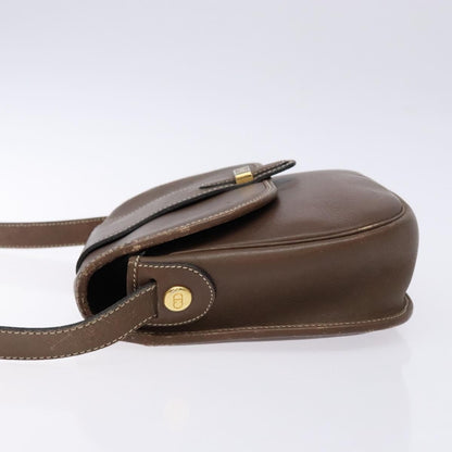 Christian Dior Vintage CD Flap Shoulder Bag Leather, BROWN, LEATHER, Shoulder bag