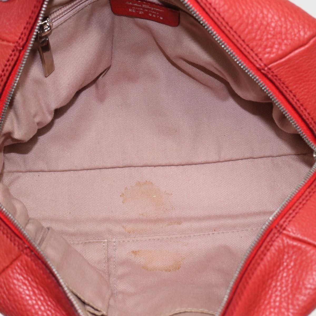 Salvatore Ferragamo Gancini Buckle Shoulder Bag Leather, RED, LEATHER, Handbag