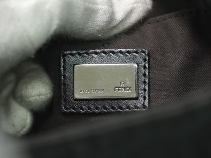 Fendi Vintage Flap Crossbody Bag Zucchino Canvas, BLACK, CANVAS, Shoulder bag