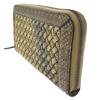 Bottega Veneta Intrecciato Long Zip  Wallet Leather, Brown, Leather, Wallet