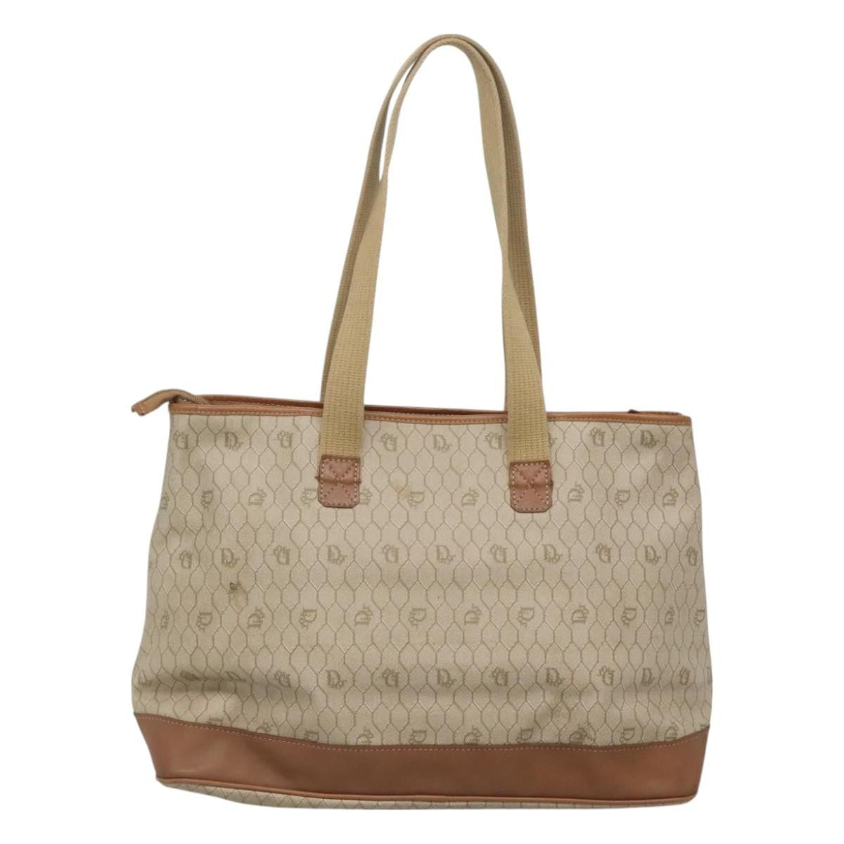 Christian Dior Front Pocket Convertible Tote Canvas, BEIGE, CANVAS, Tote bag