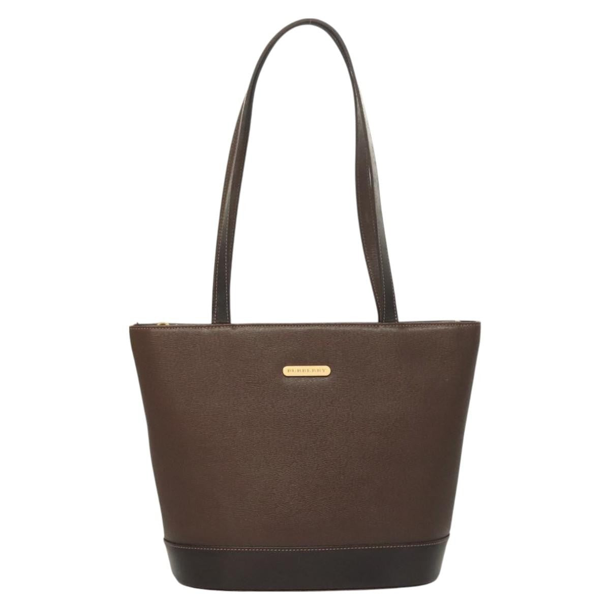 Burberry Handle Tote Leather, BROWN, LEATHER, Tote bag