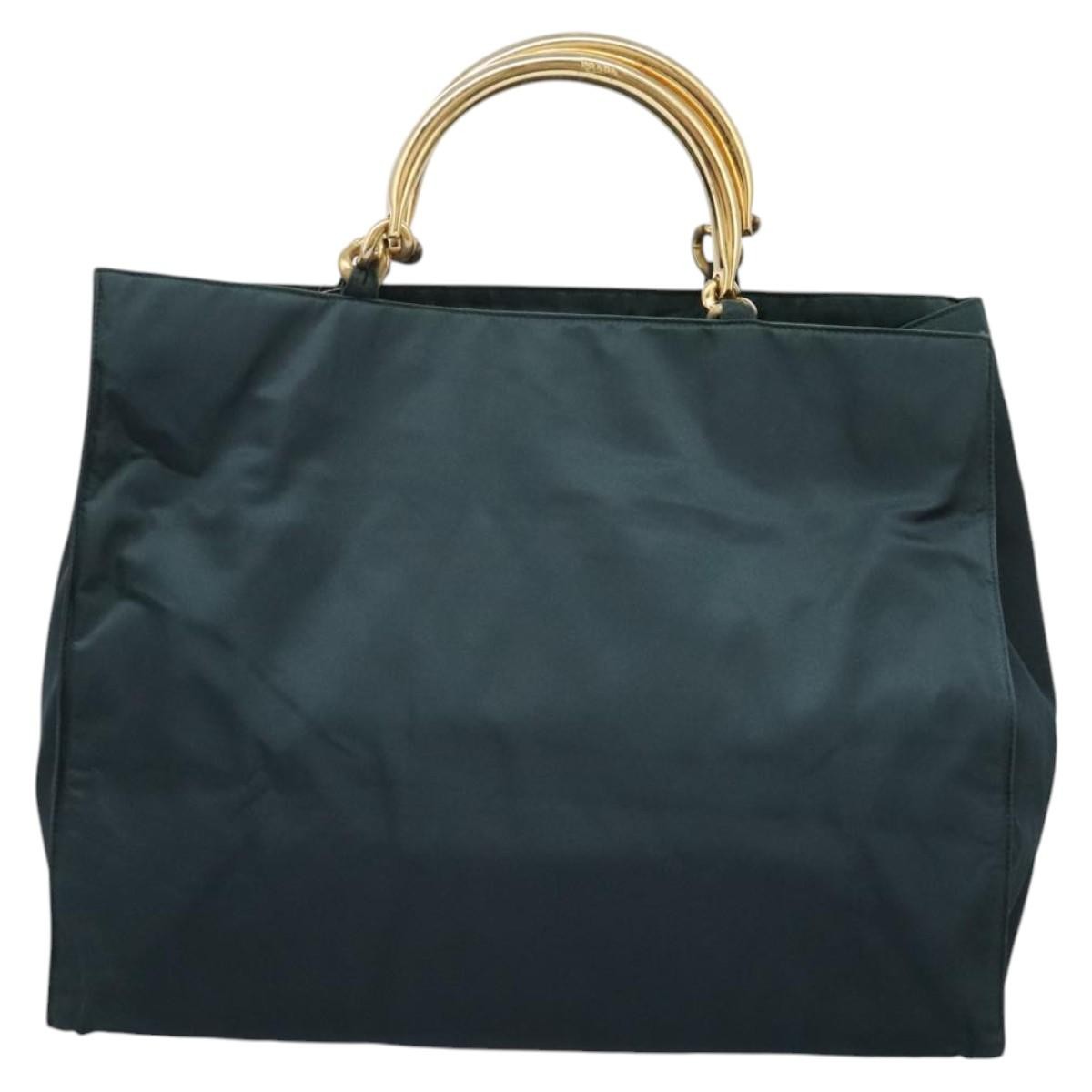 Prada Metal Handles Tote Tessuto, KHAKI, NYLON, Tote bag